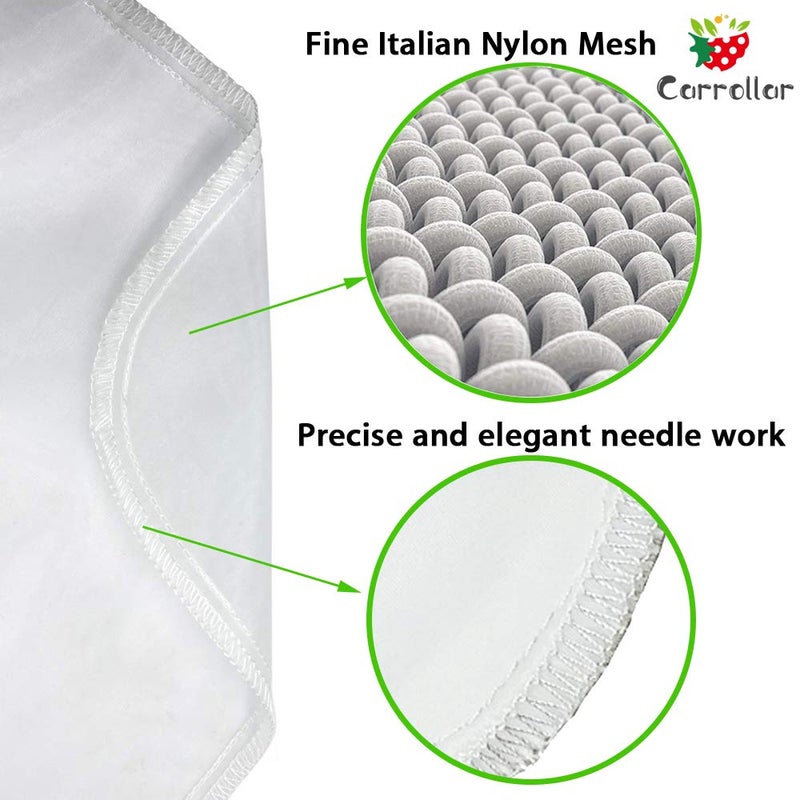Carrollar Nut Milk Bag, Pro Quality Multiple Usage Reusable Food Strainer, Cold Brew Coffee Bag Cheese Cloth, Ultra Fine Nylon Mesh Food Grade for Almond/Soy Milk, Juice, Coffee, Tea, 12"x12" - Image 3